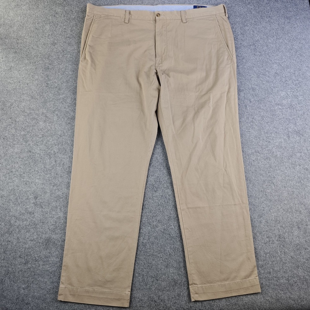 Polo Ralph Lauren Chino Pants Mens 40x30 Khaki Beige Stretch Slim Fit Flat Front